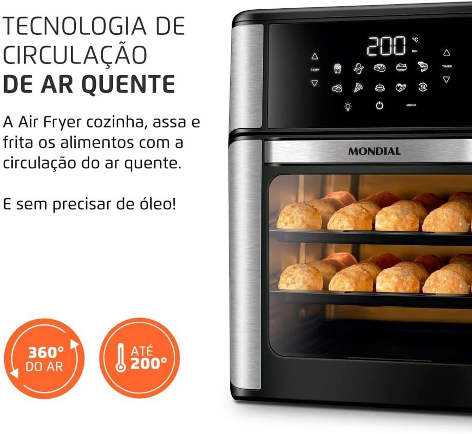 Air Fryer Mondial em uso